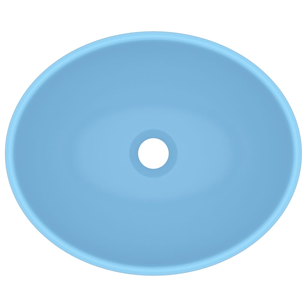 Luxury sink, matte blue, 40x33 cm, ceramic, oval shape