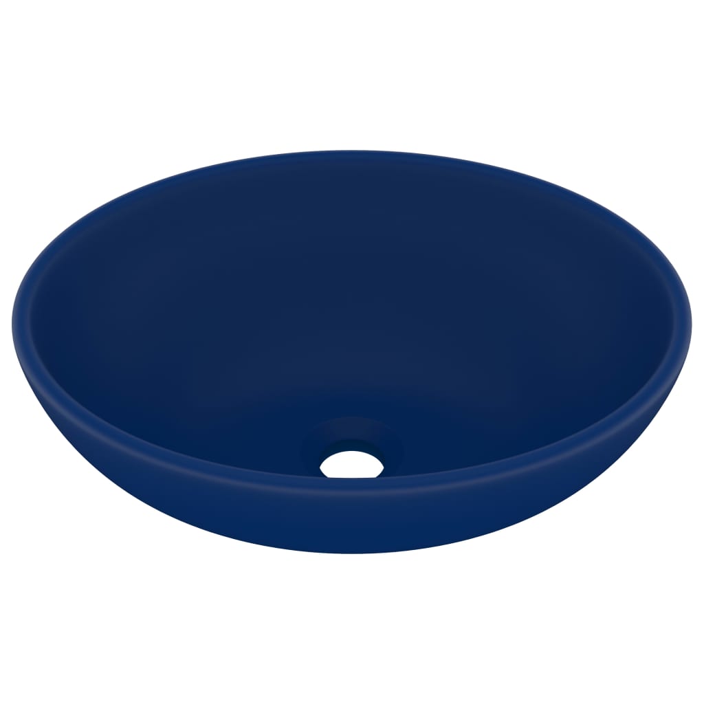 Luxury sink, matte blue, 40x33 cm, ceramic, oval shape