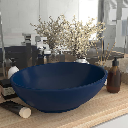 Luxury sink, matte blue, 40x33 cm, ceramic, oval shape