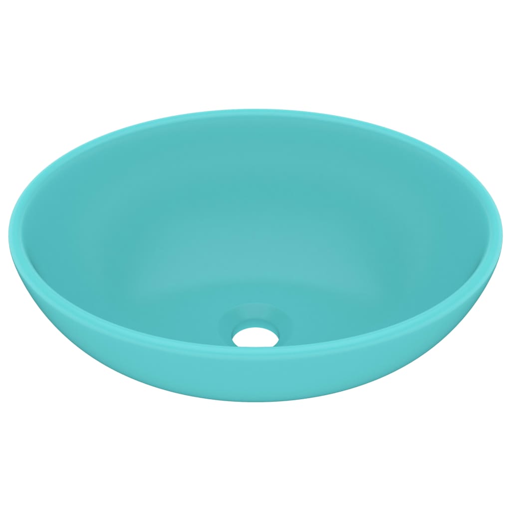 Luxury sink, light green, 40x33cm, ceramic, oval shape