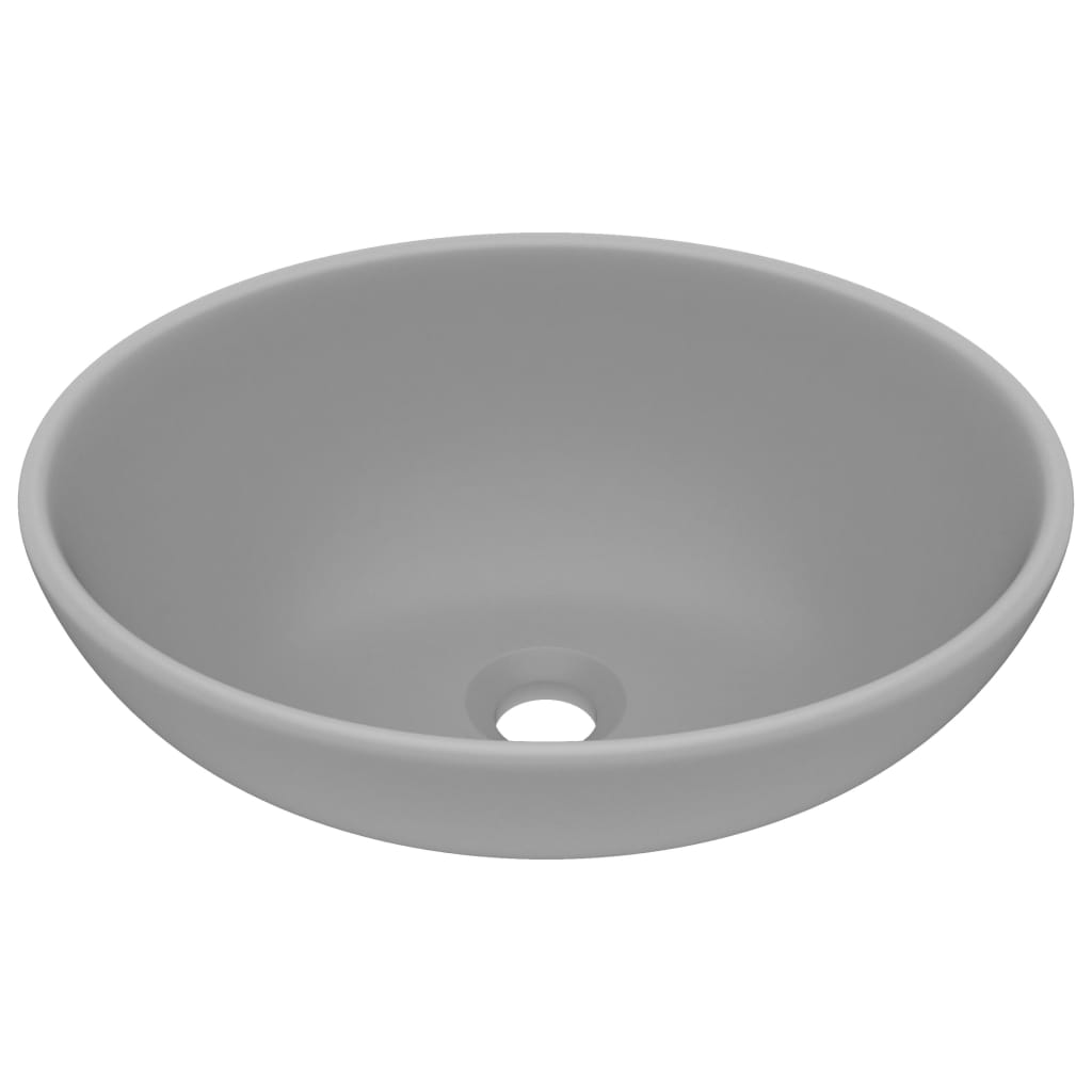 Luxury sink, light grey matt, 40x33 cm, ceramic, oval shape