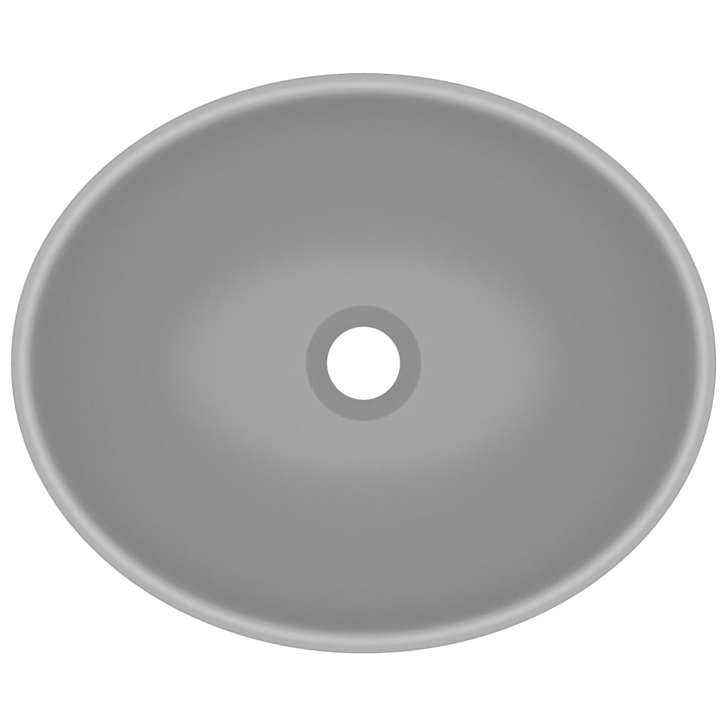 Luxury sink, light grey matt, 40x33 cm, ceramic, oval shape