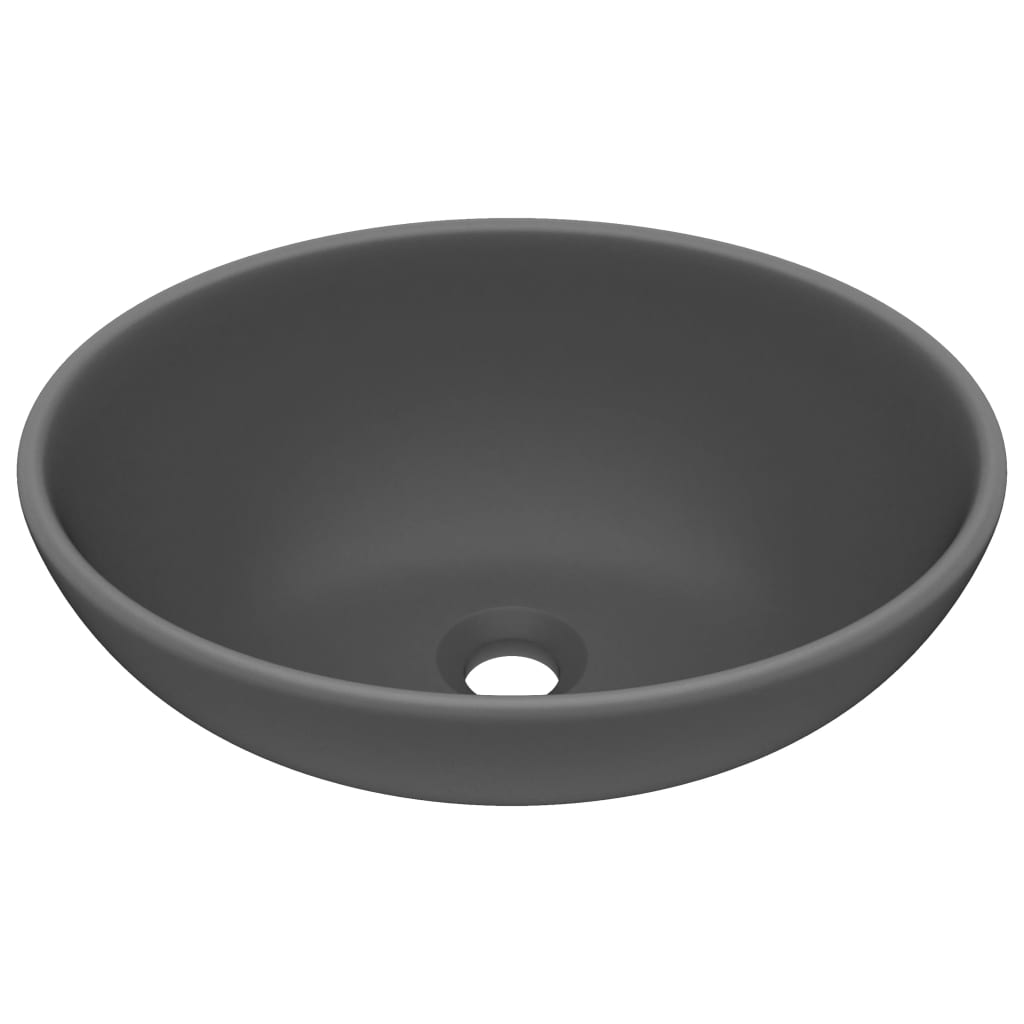 Luxury sink, dark grey matt, 40x33cm, ceramic, oval shape