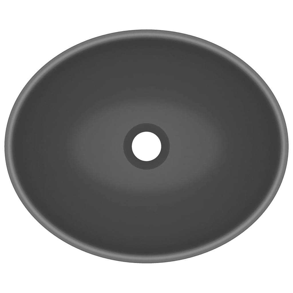 Luxury sink, dark grey matt, 40x33cm, ceramic, oval shape