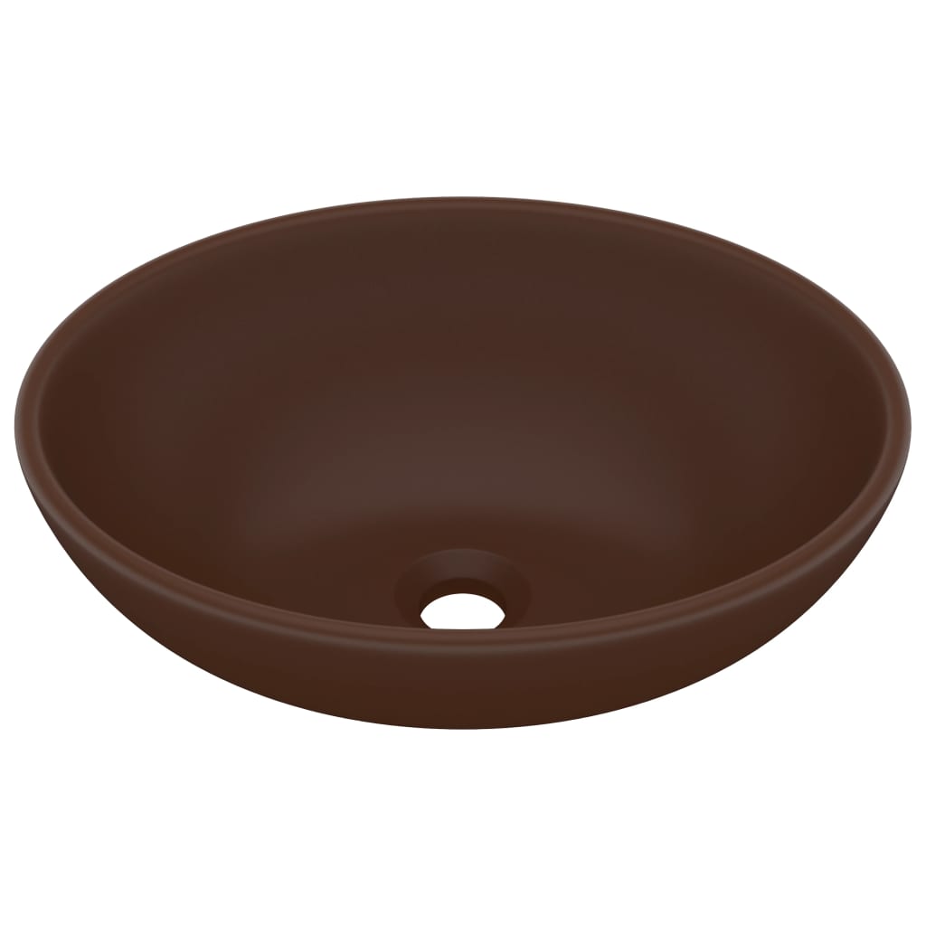 Luxury sink, matte brown, 40 x 33 cm, ceramic, oval shape