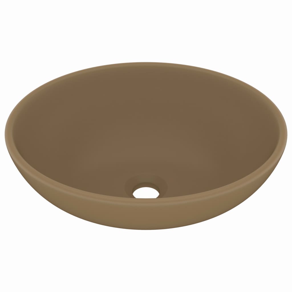 Luxury sink, matte cream, 40 x 33 cm, ceramic, oval shape