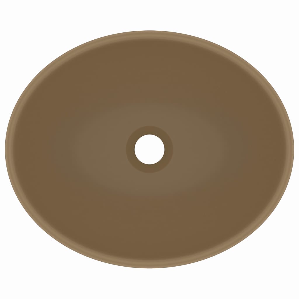 Luxury sink, matte cream, 40 x 33 cm, ceramic, oval shape