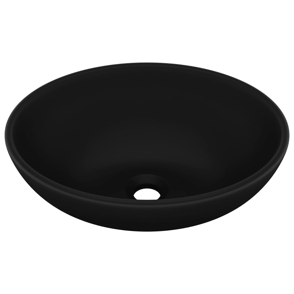 Luxury sink, matte black, 40 x 33 cm, ceramic, oval shape