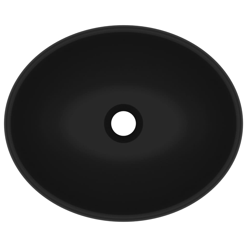 Luxury sink, matte black, 40 x 33 cm, ceramic, oval shape