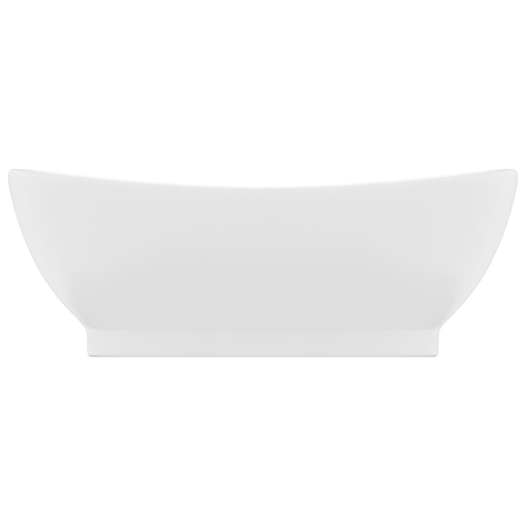 Luxury sink with overflow, matt white, 58.5x39 cm ceramic, oval