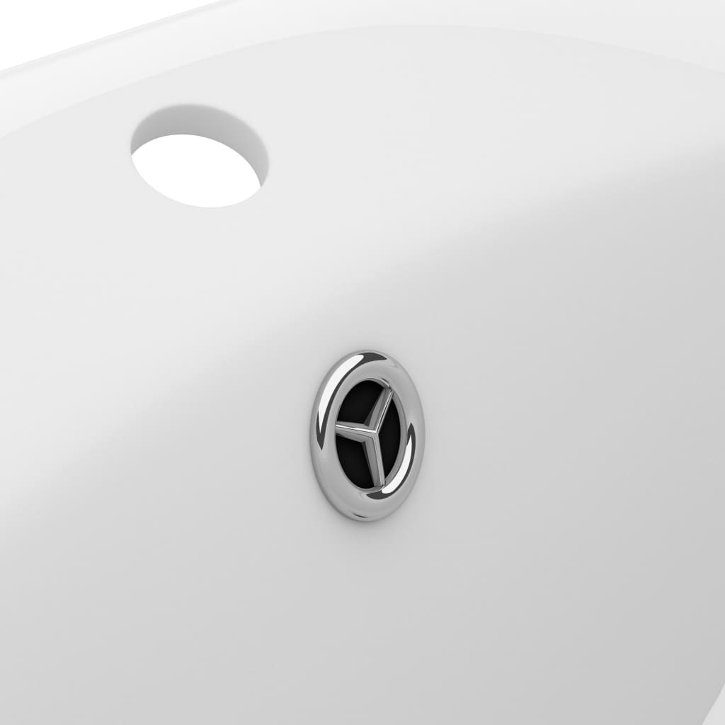 Luxury sink with overflow, matt white, 58.5x39 cm ceramic, oval