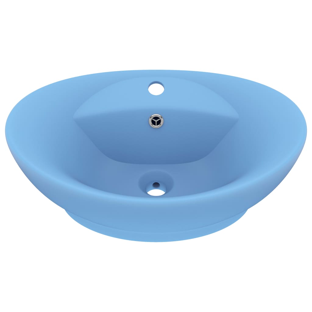 Luxury sink with overflow, matte blue, 58.5x39 cm, ceramic, oval