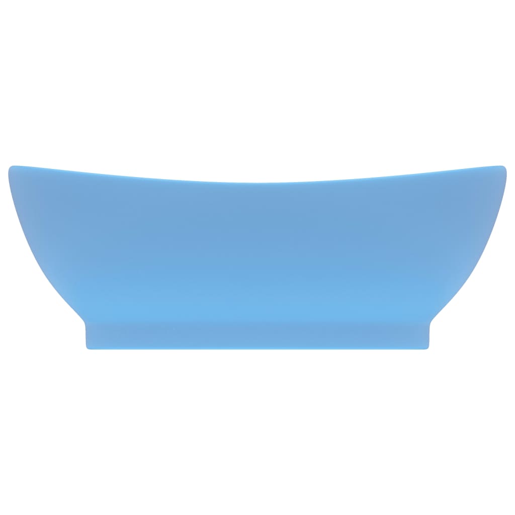 Luxury sink with overflow, matte blue, 58.5x39 cm, ceramic, oval