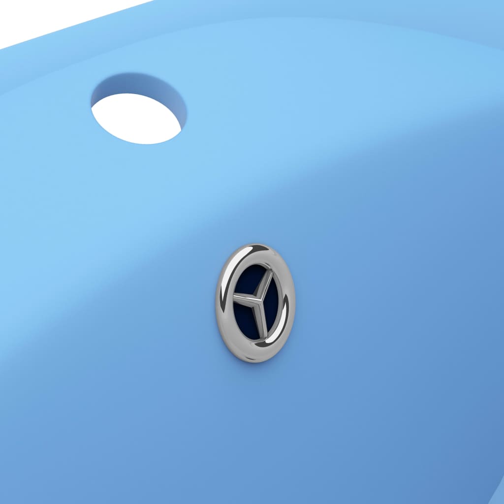 Luxury sink with overflow, matte blue, 58.5x39 cm, ceramic, oval