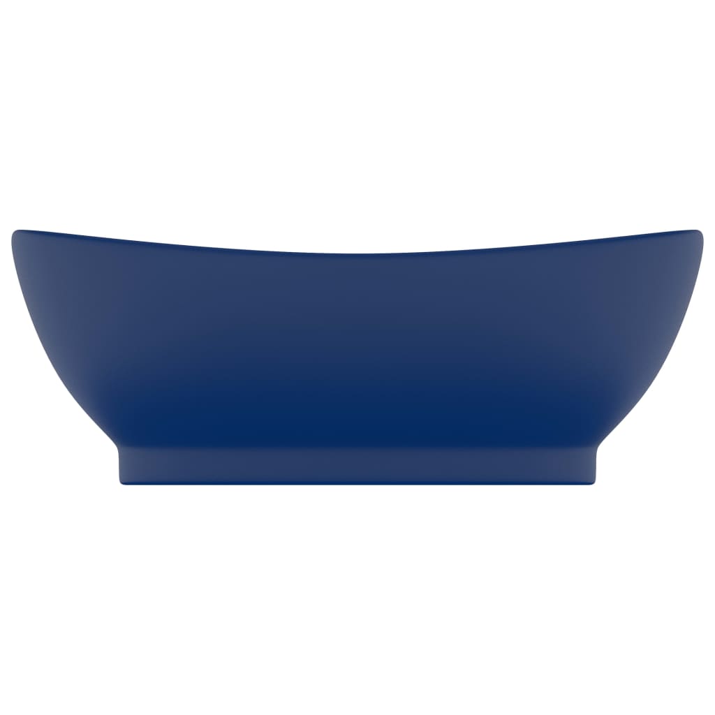 Luxury sink overflow matte blue 58.5x39 cm ceramic oval