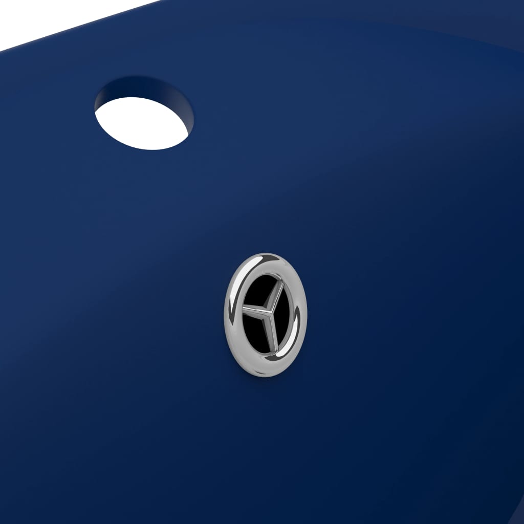 Luxury sink overflow matte blue 58.5x39 cm ceramic oval