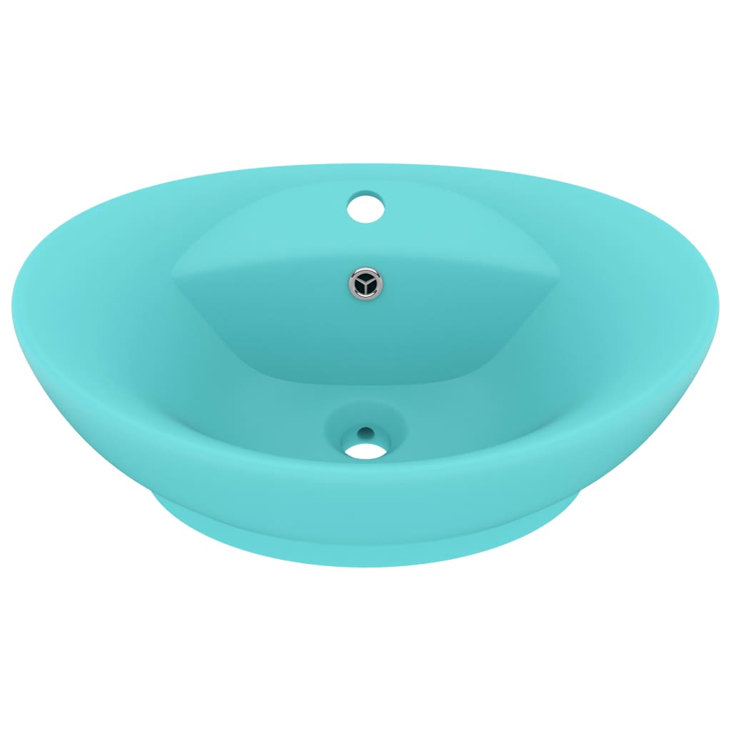 Luxury sink overflow light green matte 58.5x39cm ceramic oval