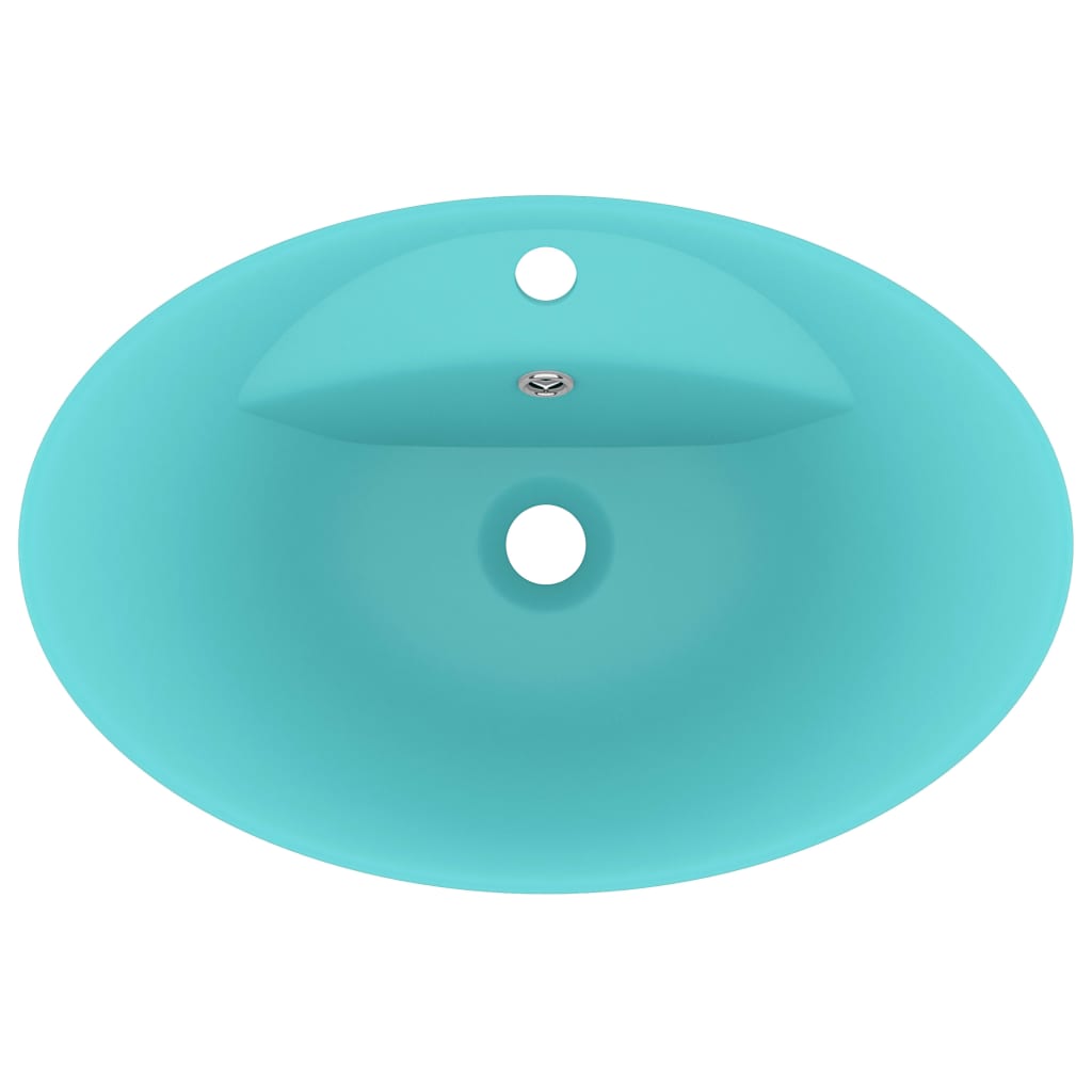 Luxury sink overflow light green matte 58.5x39cm ceramic oval