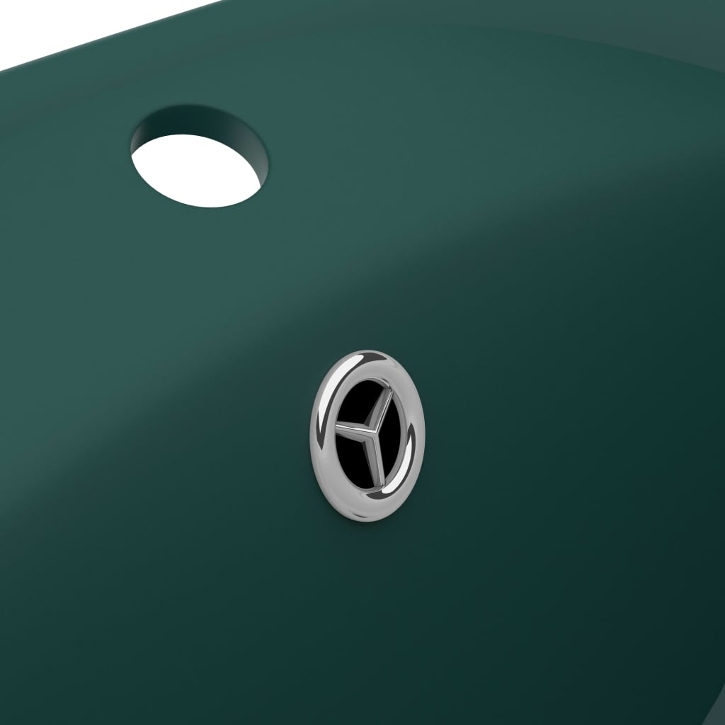 Luxury sink with overflow dark green matt 58.5x39 cm ceramic oval