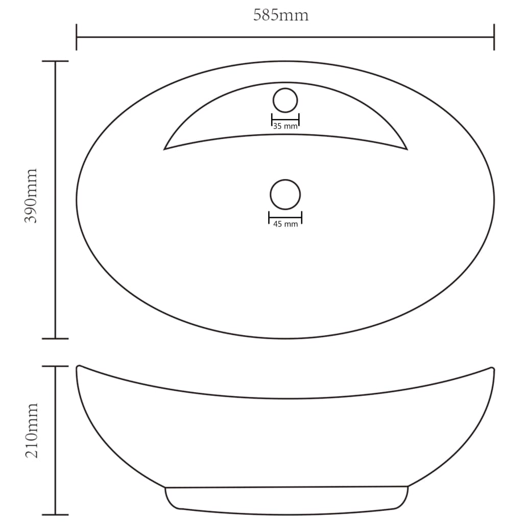 Luxury sink with overflow dark green matt 58.5x39 cm ceramic oval