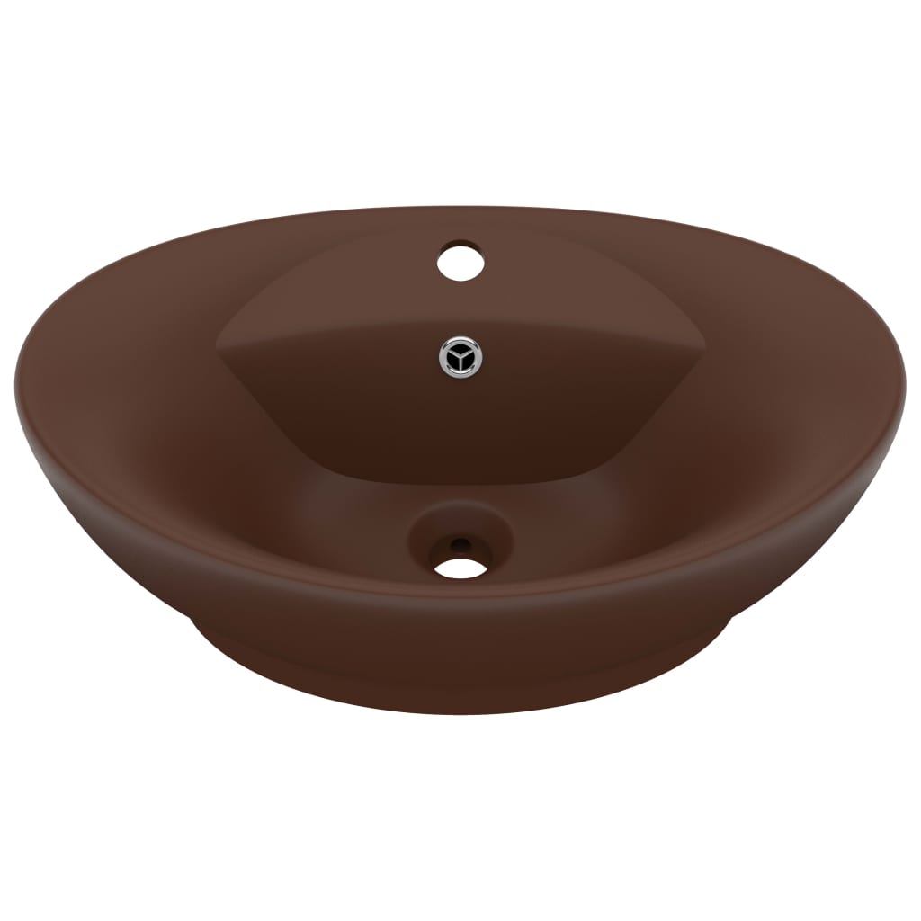 Luxury sink, overflow dark brown matte 58.5x39 cm ceramic oval