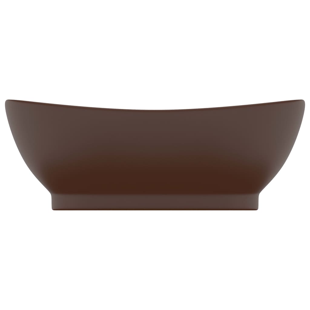 Luxury sink, overflow dark brown matte 58.5x39 cm ceramic oval