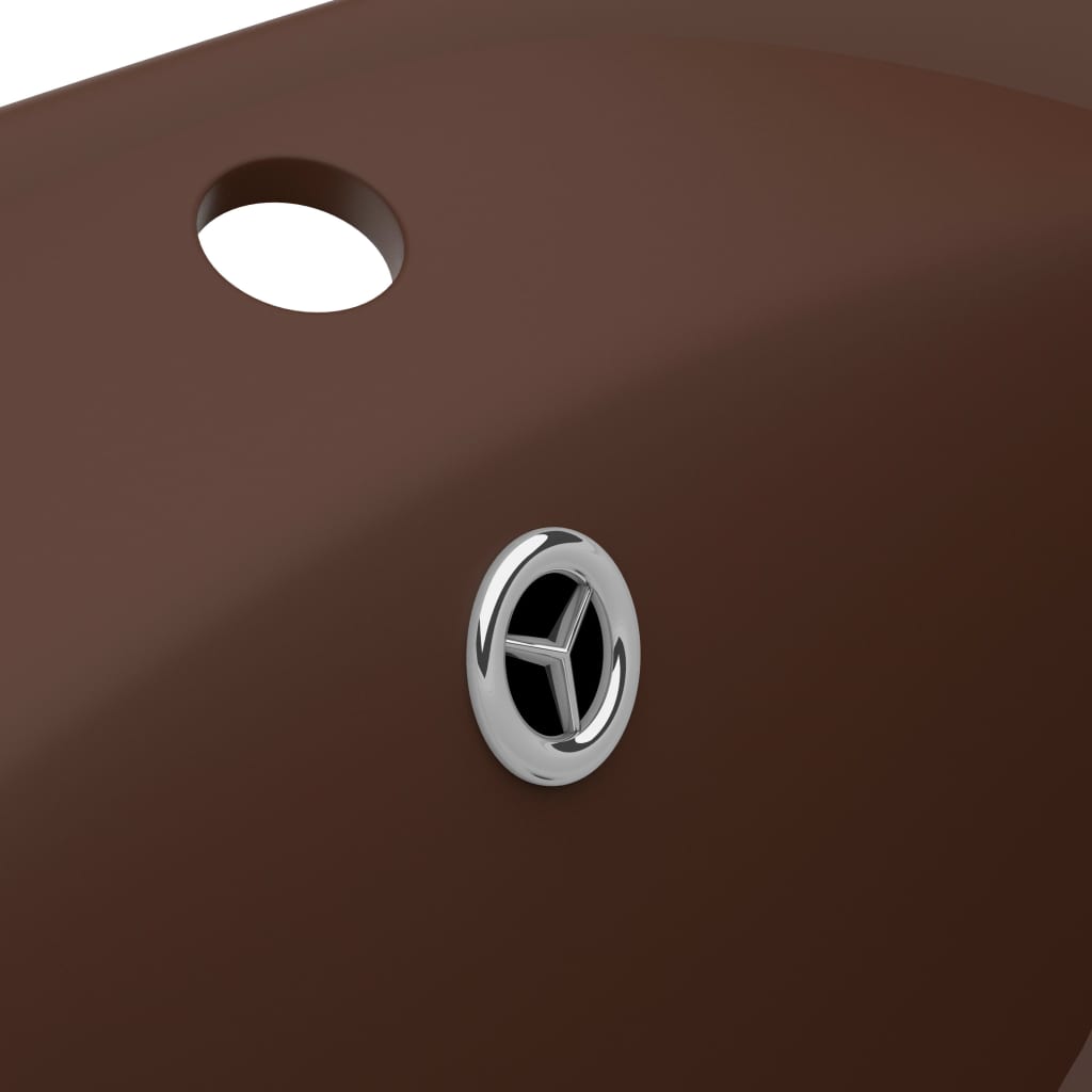 Luxury sink, overflow dark brown matte 58.5x39 cm ceramic oval