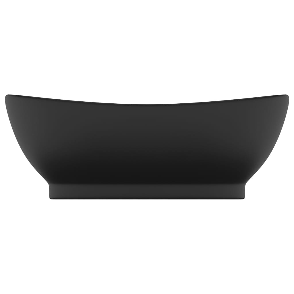 Luxury sink with overflow, matt black, 58.5x39 cm ceramic, oval