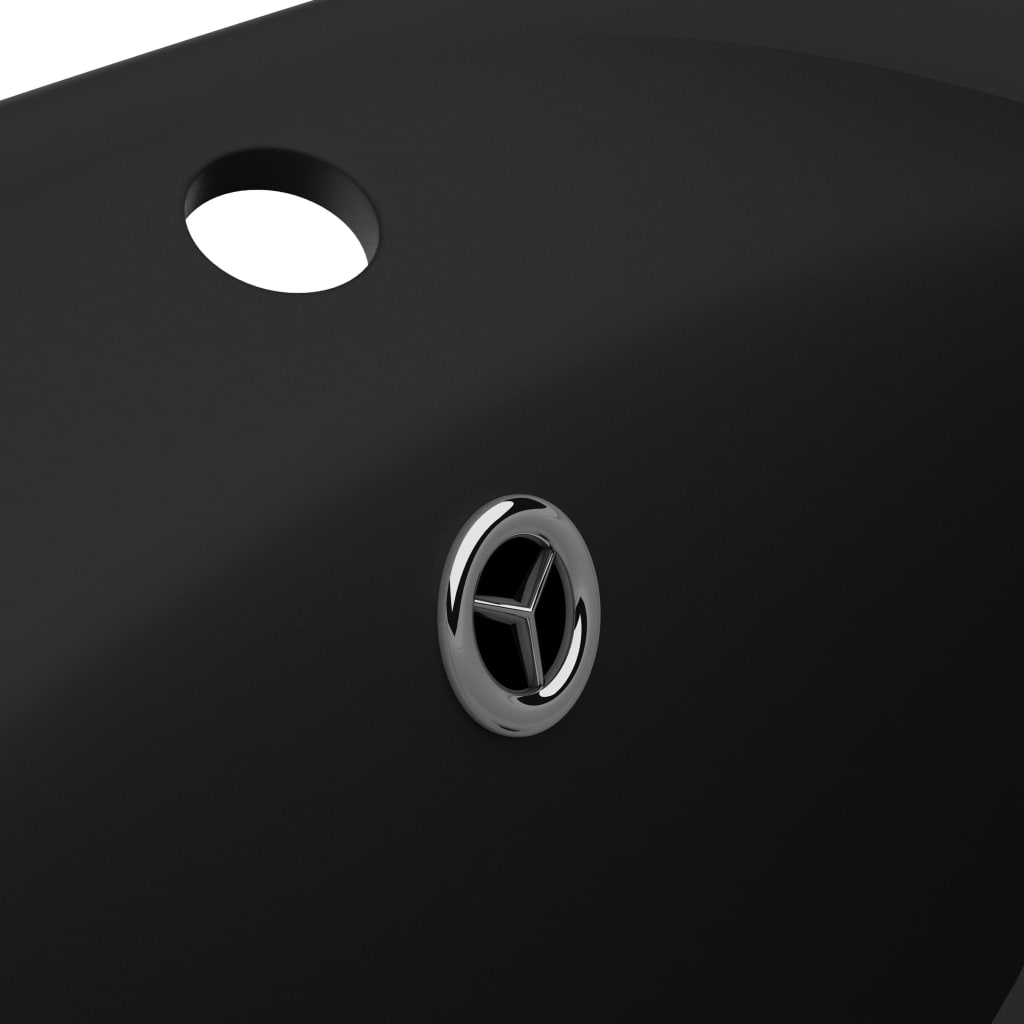 Luxury sink with overflow, matt black, 58.5x39 cm ceramic, oval