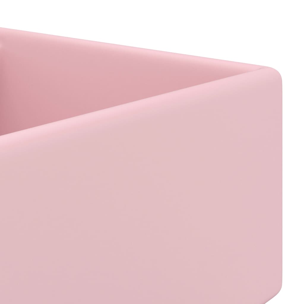 Luxury sink with overflow, matte pink, 41x41 cm, ceramic, square