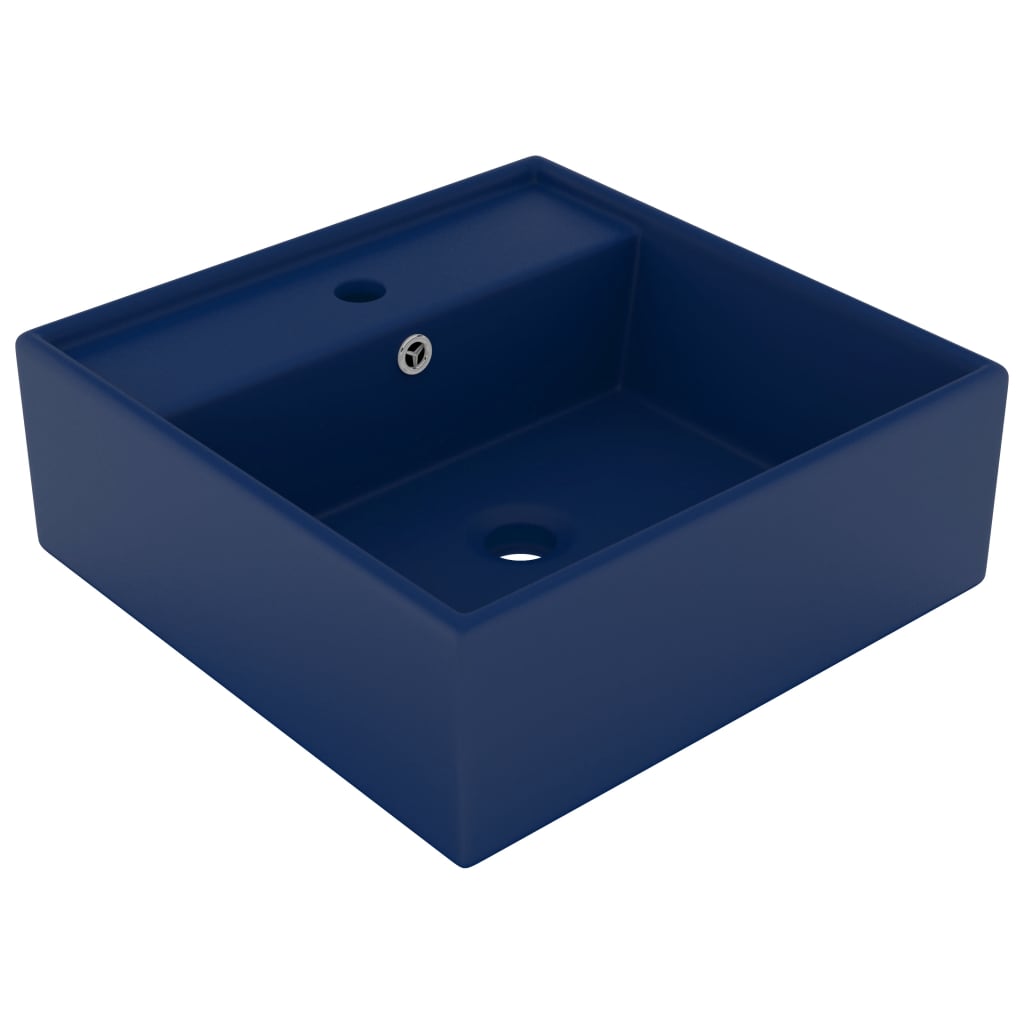 Luxury sink overflow matte blue 41x41cm ceramic square