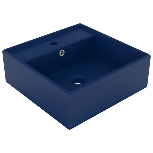 Luxury sink overflow matte blue 41x41cm ceramic square