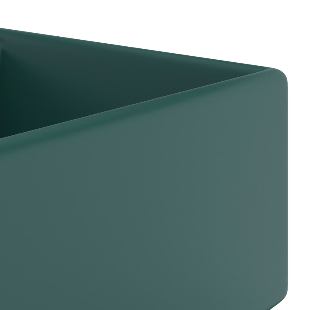 Luxury sink with overflow dark green matt 41x41 cm ceramic square