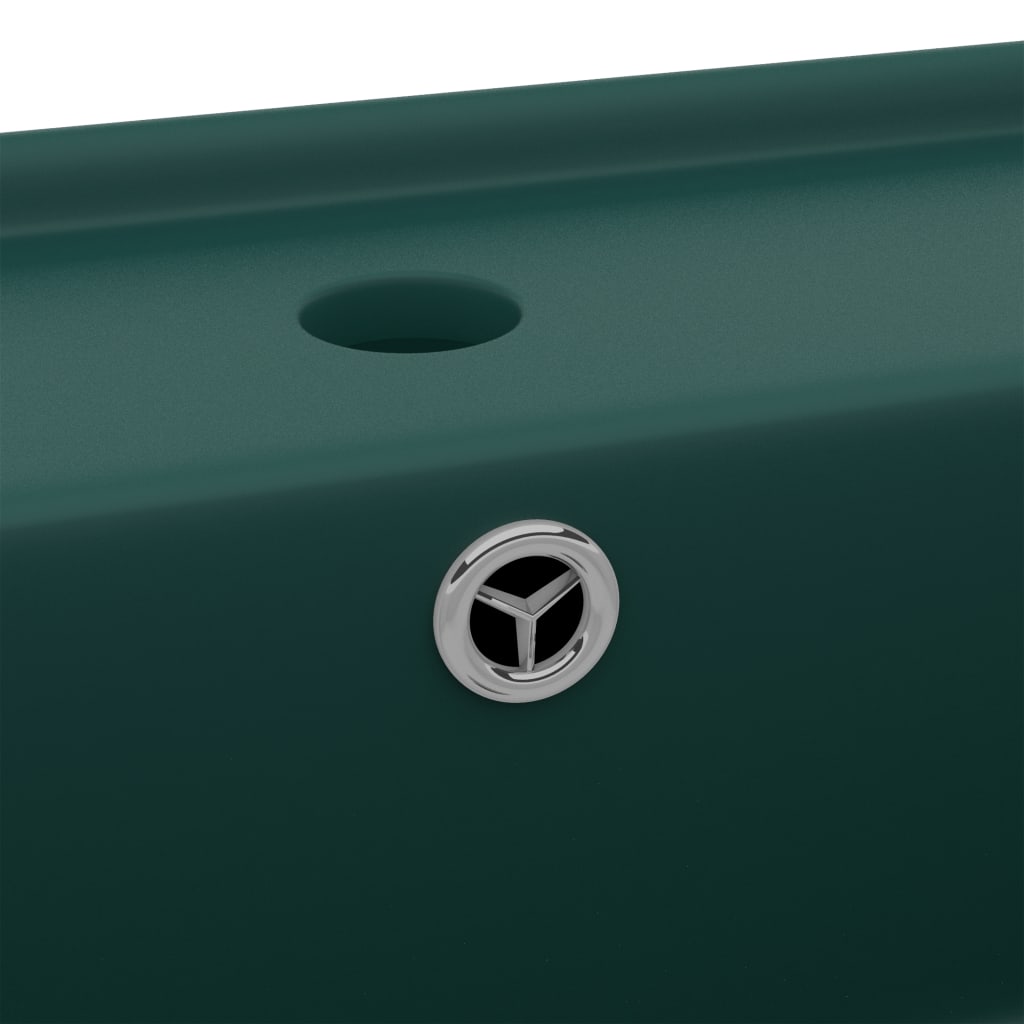 Luxury sink with overflow dark green matt 41x41 cm ceramic square