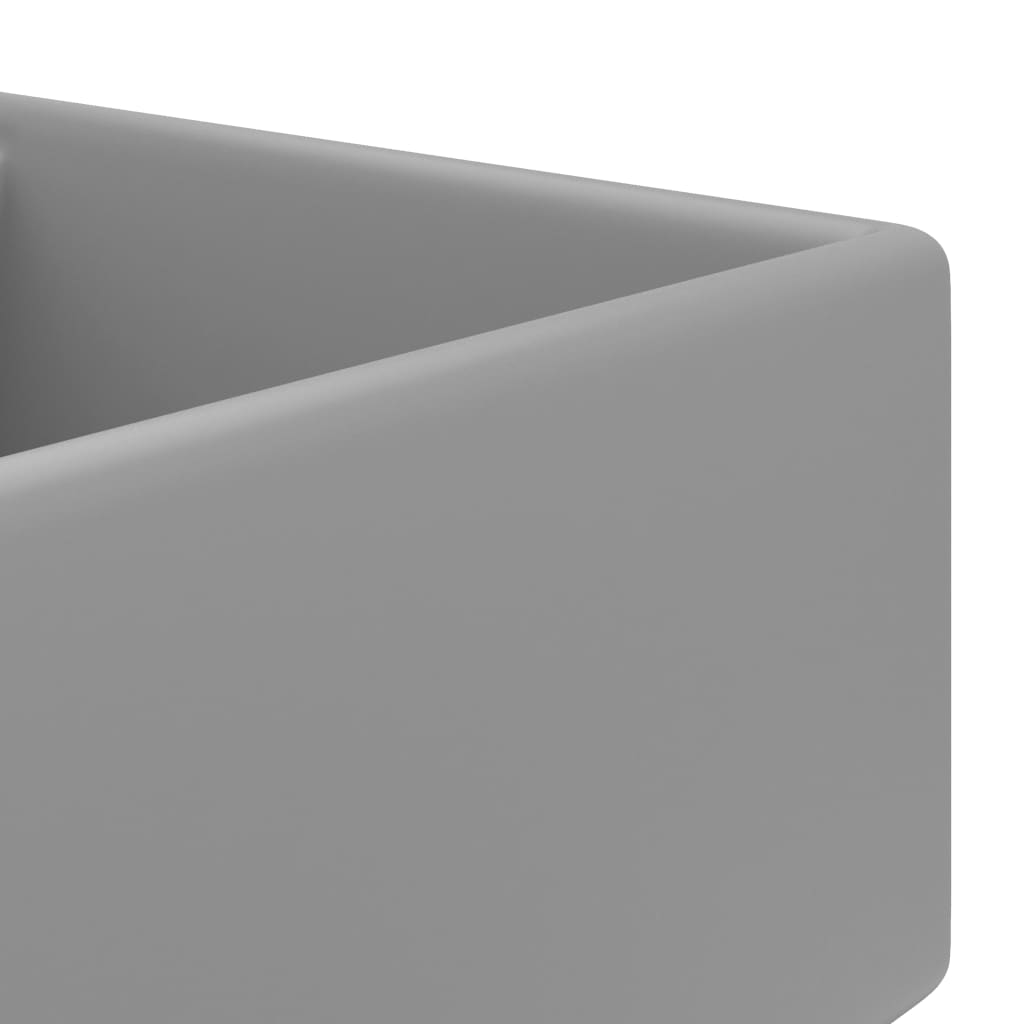 Luxury overflow sink, light grey matt 41x41 cm ceramic square