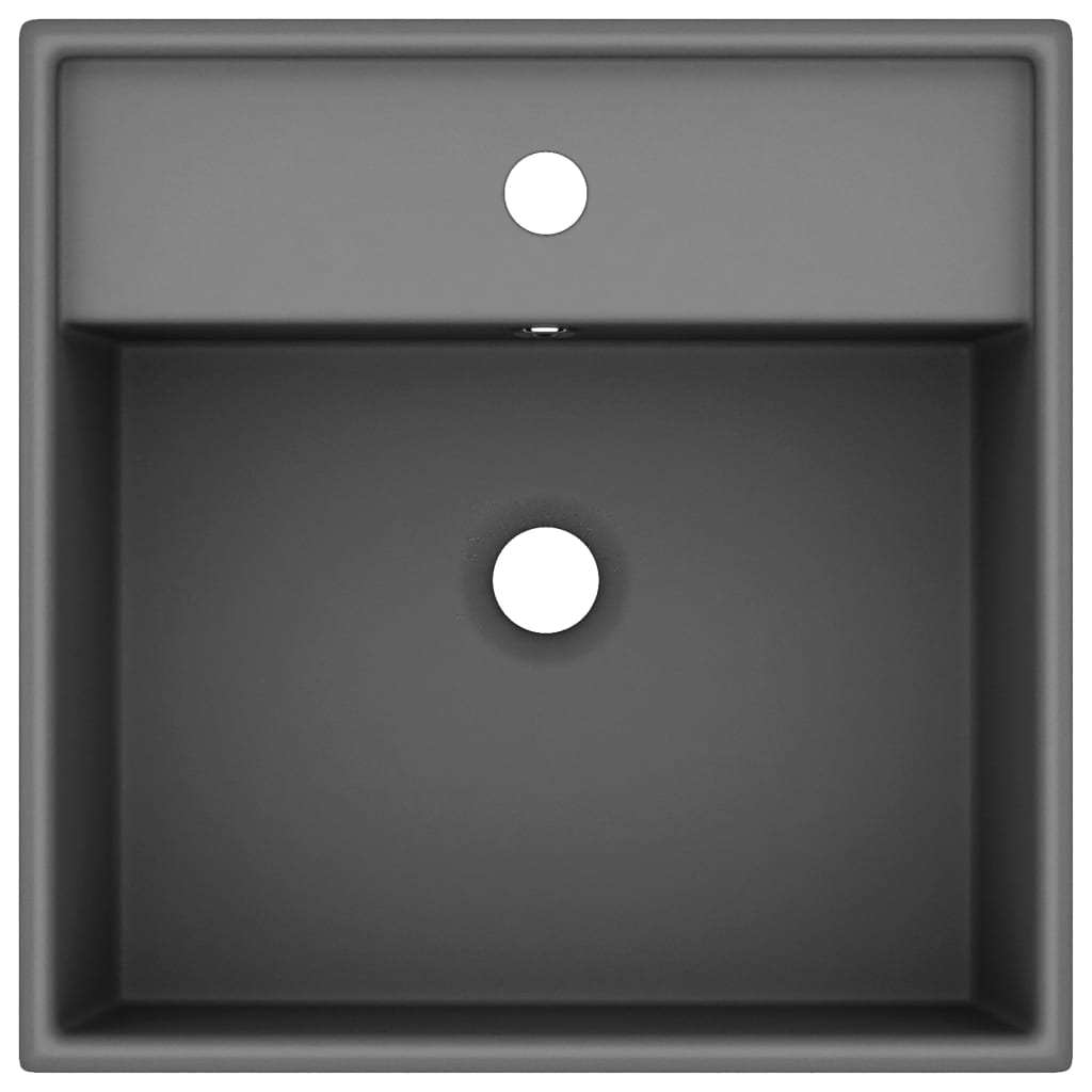 Luxury sink with overflow dark grey matt 41x41cm ceramic square