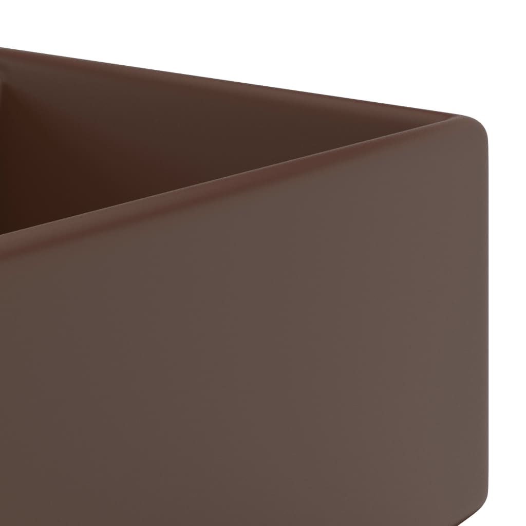 Luxury sink, overflow dark brown matte 41x41 cm ceramic square