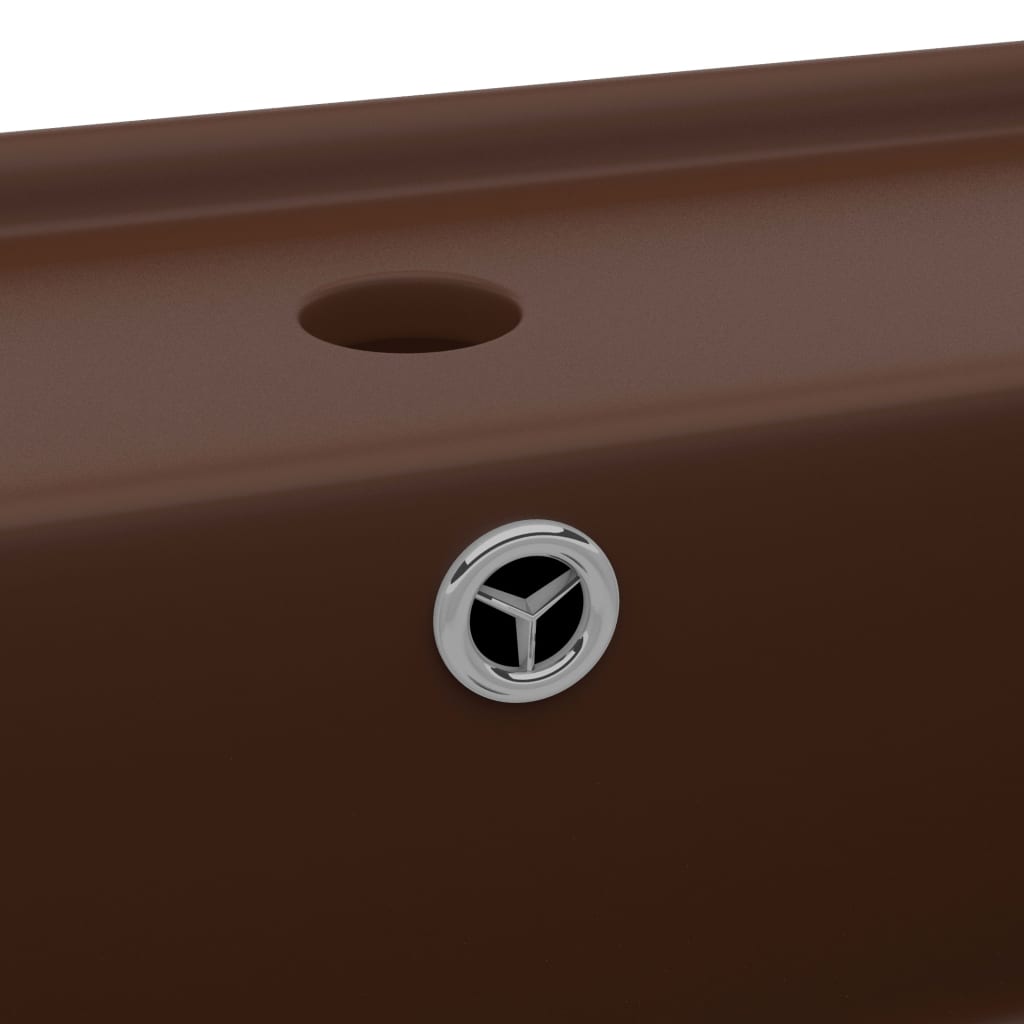 Luxury sink, overflow dark brown matte 41x41 cm ceramic square