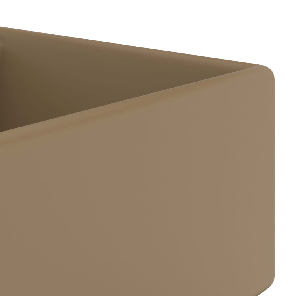 Luxury sink with overflow, matte cream, 41x41 cm, ceramic, square