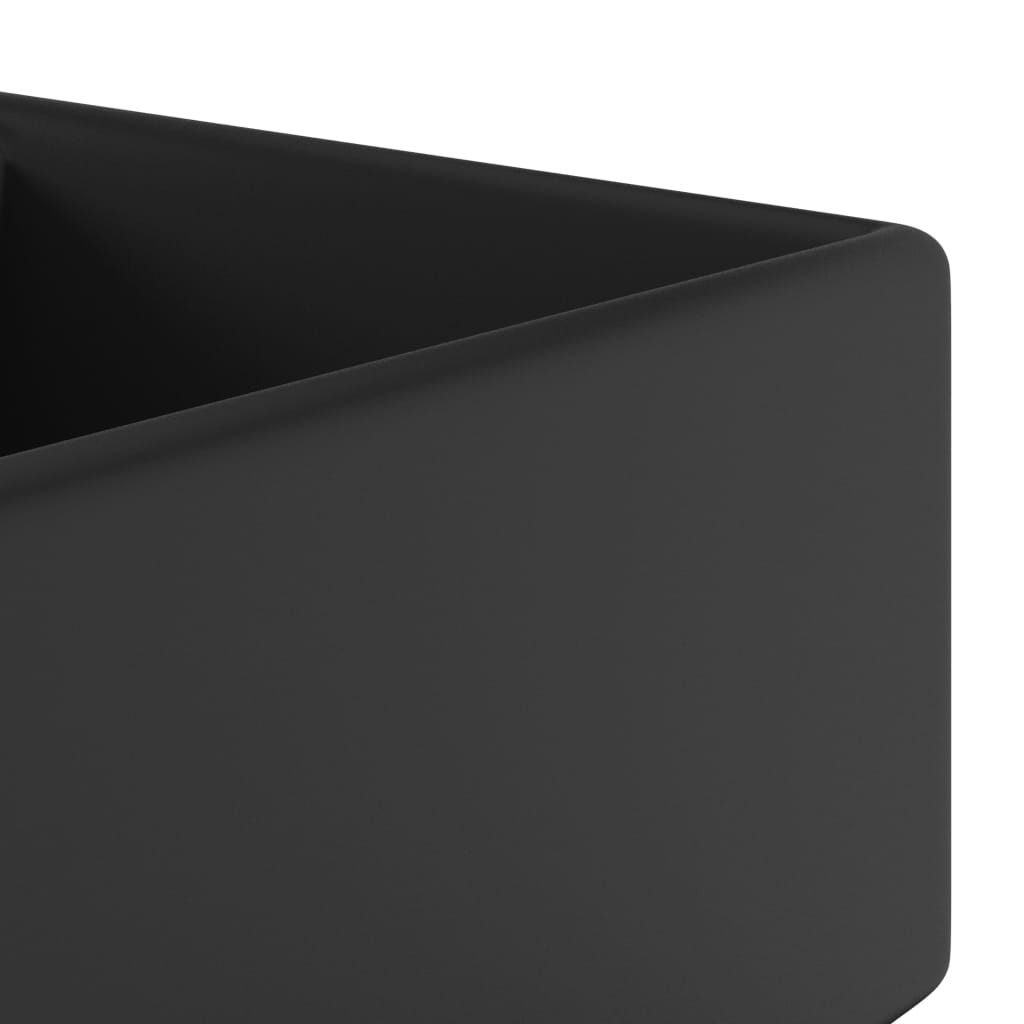 Luxury sink with matte black overflow, 41x41 cm, ceramic, square