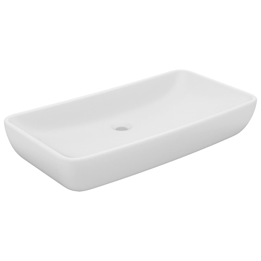 Luxury rectangular sink, matt white, 71 x 38 cm, ceramic