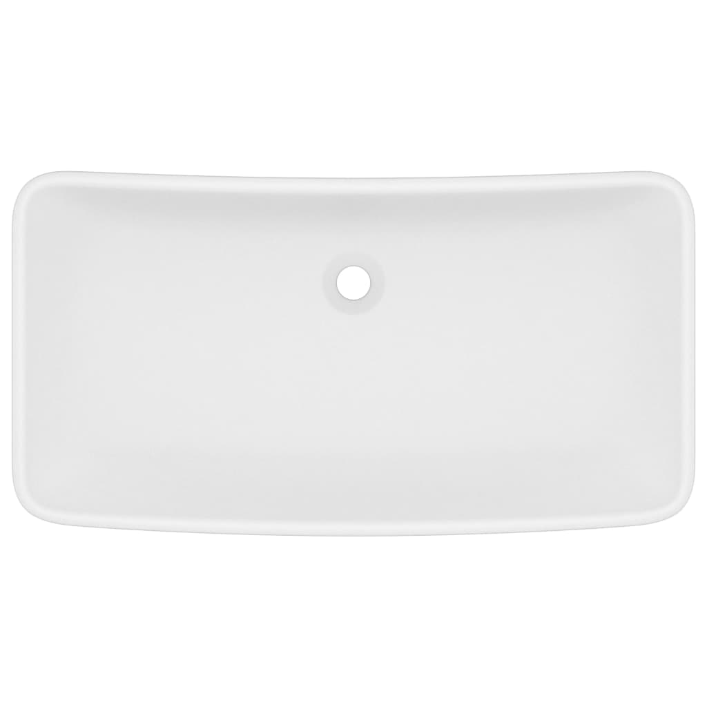 Luxury rectangular sink, matt white, 71 x 38 cm, ceramic