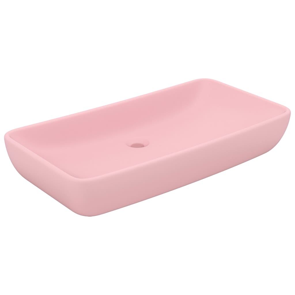 Luxury rectangular sink, matte pink, 71 x 38 cm, ceramic