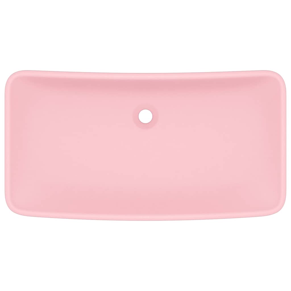 Luxury rectangular sink, matte pink, 71 x 38 cm, ceramic