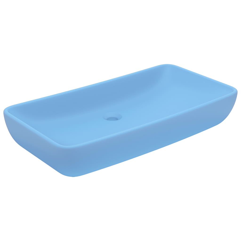 Luxury rectangular sink, matte blue, 71 x 38 cm, ceramic