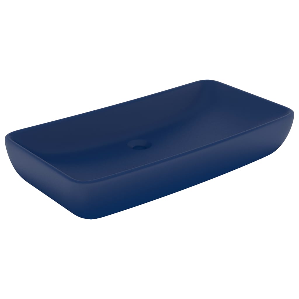 Luxury rectangular sink, matte blue, 71x38 cm, ceramic