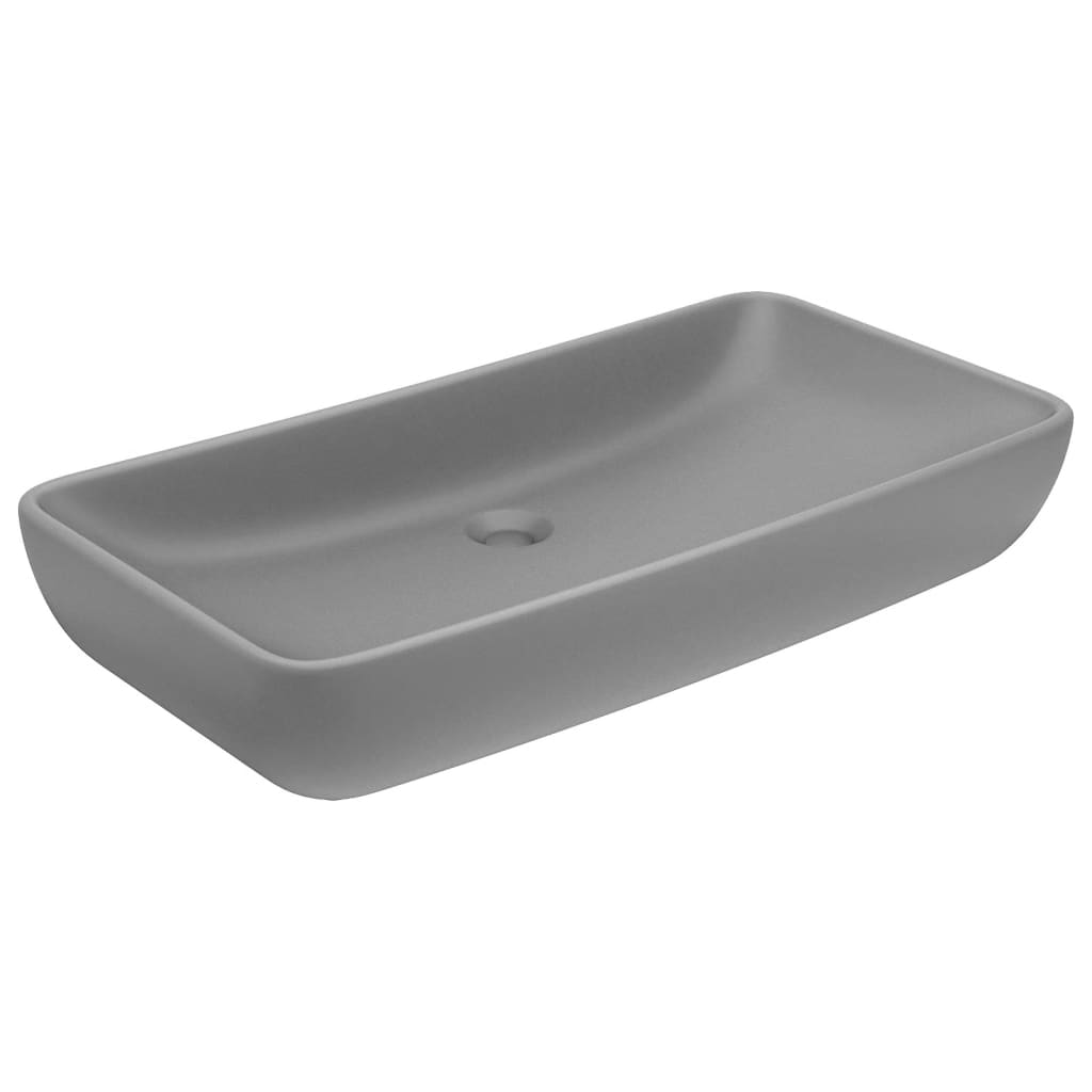 Rectangular luxury sink light gray matte 71x38 cm ceramic