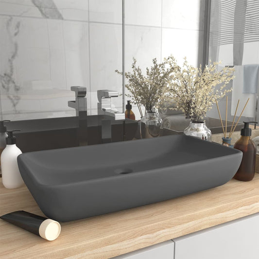 Luxury sink dark gray matte 71x38 cm ceramic rectangular