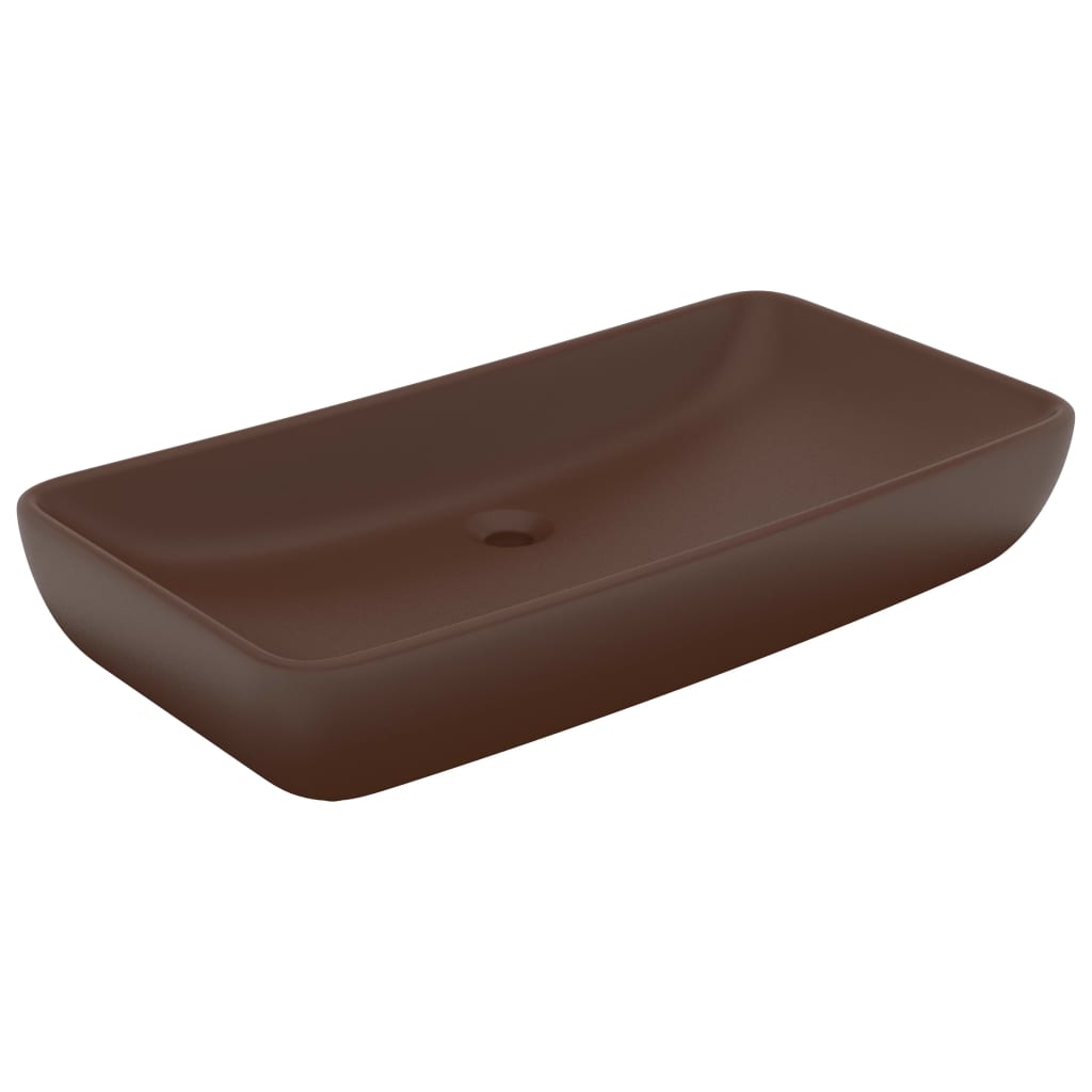 Luxury rectangular sink, dark brown, 71x38 cm, ceramic