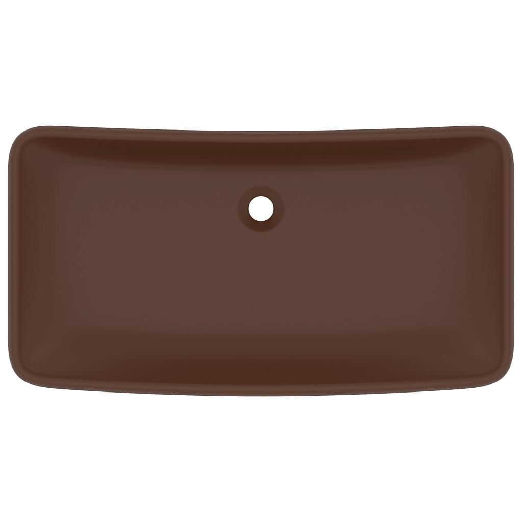 Luxury rectangular sink, dark brown, 71x38 cm, ceramic